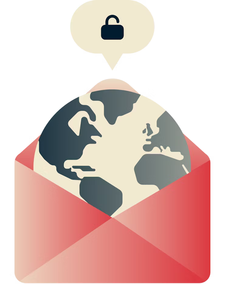 Gmail überall entsperren: Eine Weltkugel mit einem offenen Vorhängeschloss.