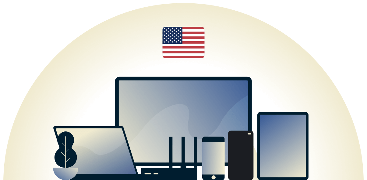 U.S. VPN, der beskytter en r&aelig;kke forskellige enheder.